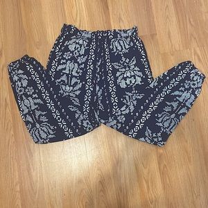 Angie Casual Hi-Rise Jogger Pant (Navy Blue Pattern)